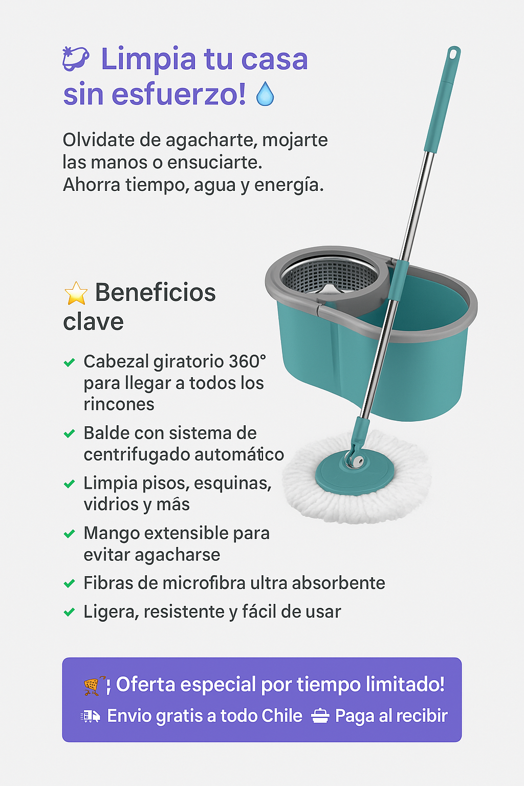 🧼Mopa Giratoria 360° con Balde Centrífugo🧼